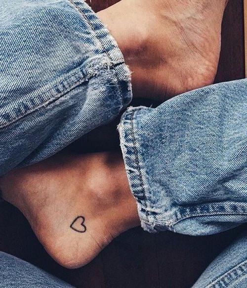 Tiny Black Heart Tattoo On Ankle