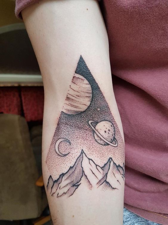Dotwork space tattoo