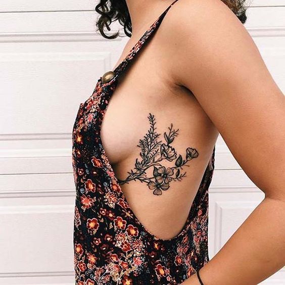 Floral tattoo on the side