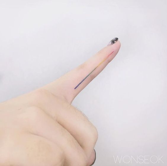 Gradient rainbow line tattoo by Wonseok