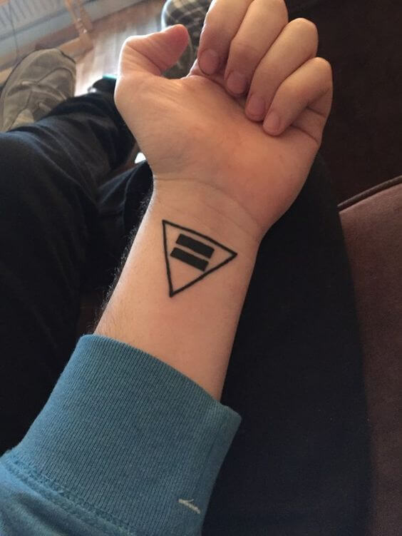 LGBT pride equal sign tattoo on the wrist