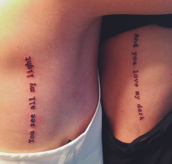 Matching rib tattoo idea for sisters