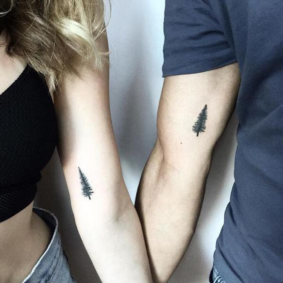 Pine tree tattoo idea for brother and sister