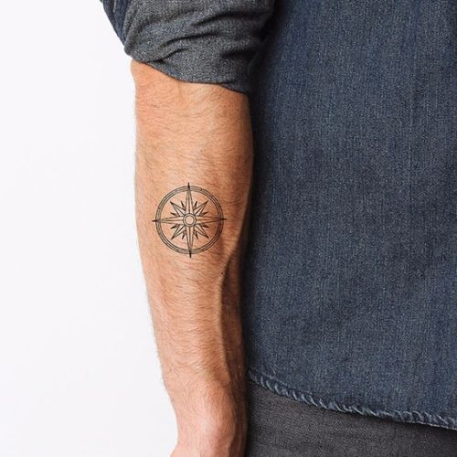 Simple Compass Tattoo On Arm
