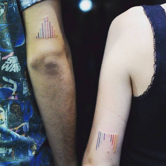 Small Colorful Couple Tattoo