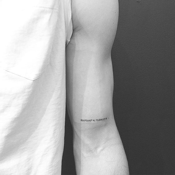 Small Coordinates Tattoo On The Inner Arm