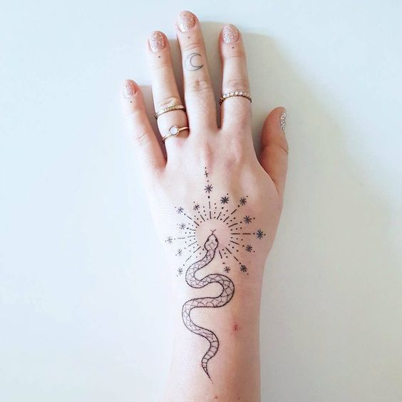 Snake tattoo on the hand
