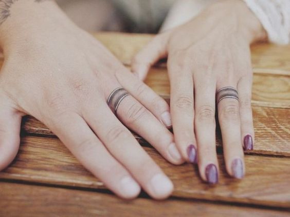 Wedding ring tattoo for couples