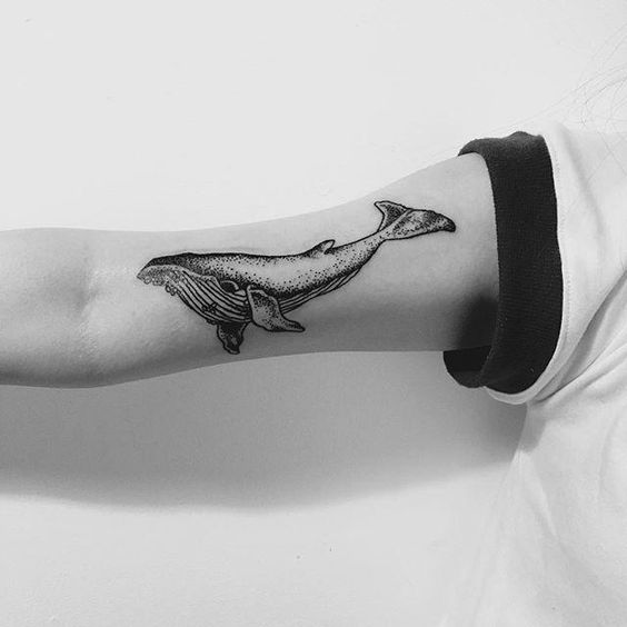 Whale tattoo on the inner arm
