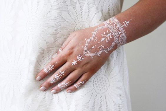 White temporary henna tattoo