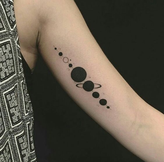 All solar system planets tattoo on the inner arm