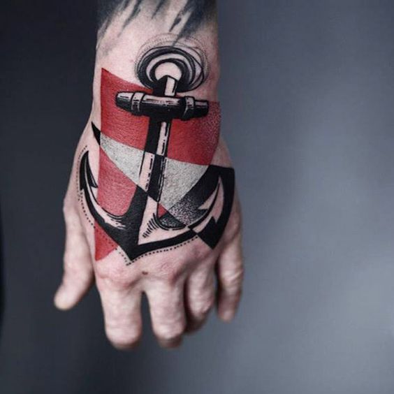 Anchor tattoo on the hand by Timur Lysenko