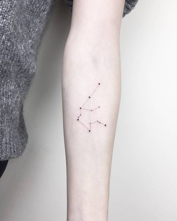 Aquarius constellation tattoo on the inner forearm