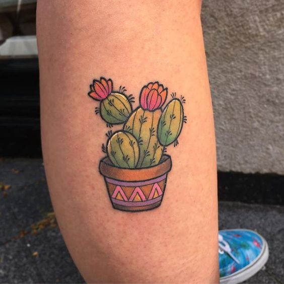 Cactus flower tattoo