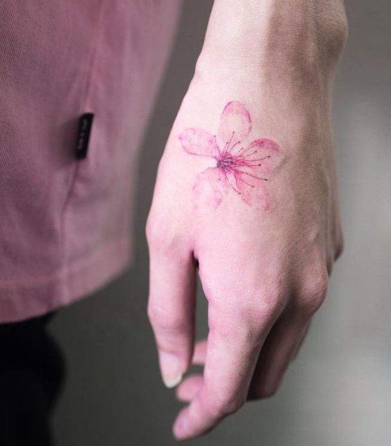 Cherry blossom tattoo on the hand
