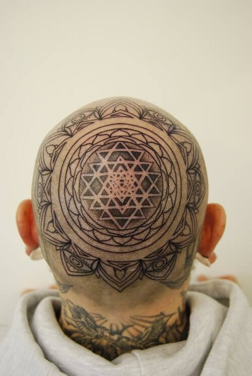 Excellent mandala tattoo design on the head