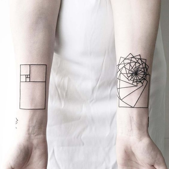 Golden ratio tattoo on the arms