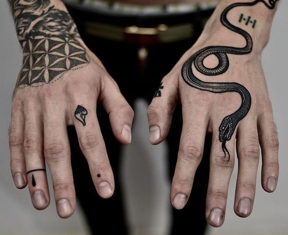 Snake tattoo on the hand