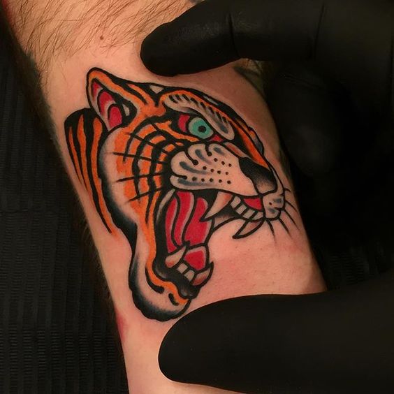 Tiger tattoo on the hand