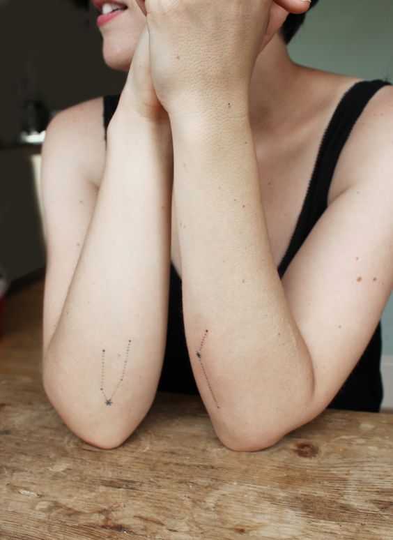 Two constellation tattoos on both arms