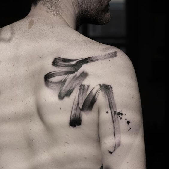 Freehan brushstrokes tattoo on the back