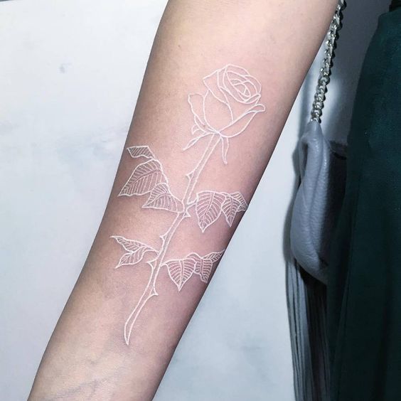 White rose tattoo on the arm