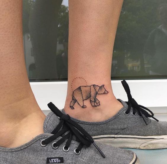 Ankle tattoo of origami bear by karsten vom dach