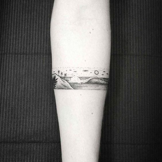 Beach and wave armband tattoo by thomas eckeard