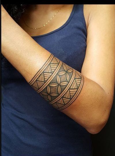 Black geometric armband tattoo