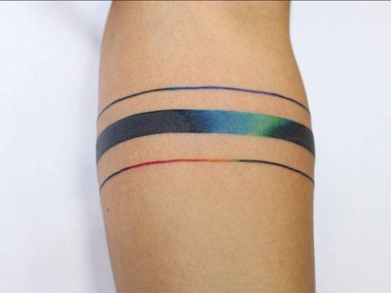 Color spectrum triple armband tattoo
