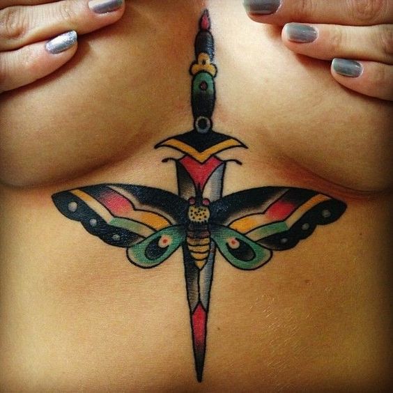 Coloured butterfly and dagger