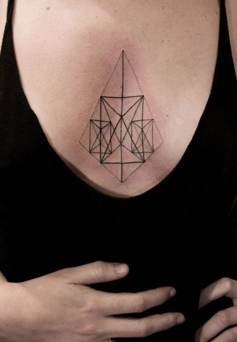 Complex geometric sternum tattoo