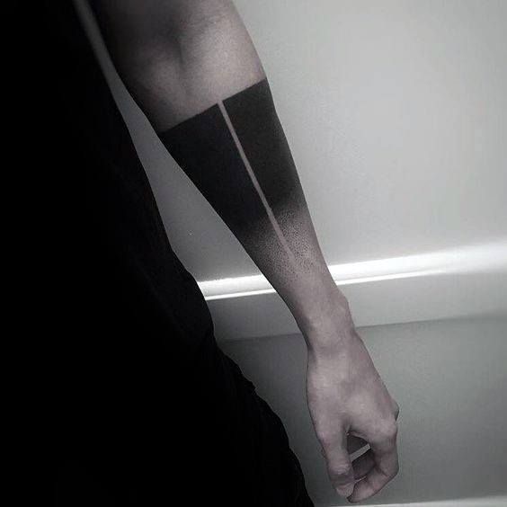 Dotwork forearm negative white space tattoo
