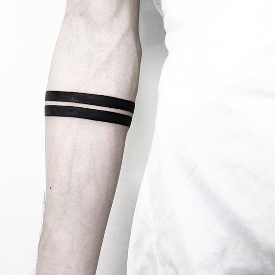 Double solid black armband tattoo