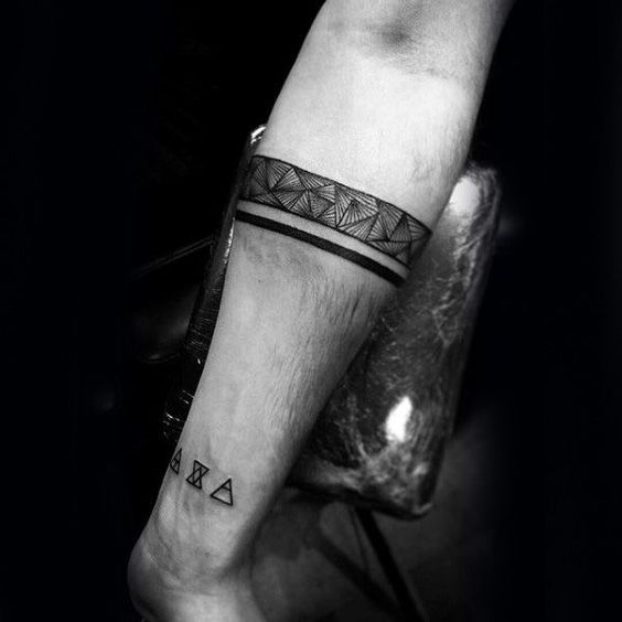 Geometrical black pattern armband tattoo