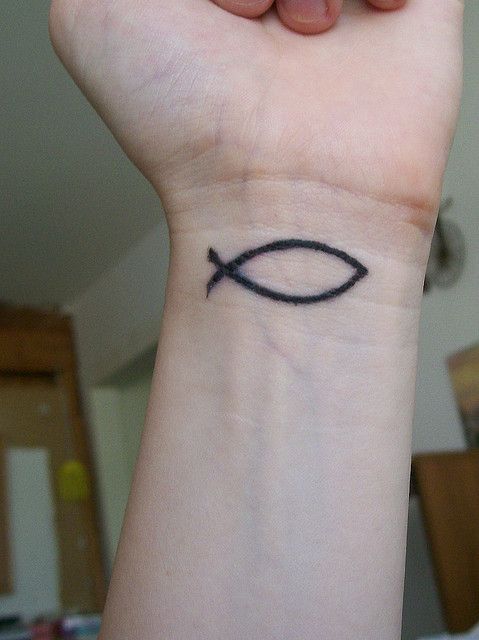 Jesus Fish tattoo on the wrist