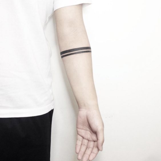 Minimal black double armband tattoo