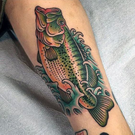 Neo traditional fish tattoo on the arm