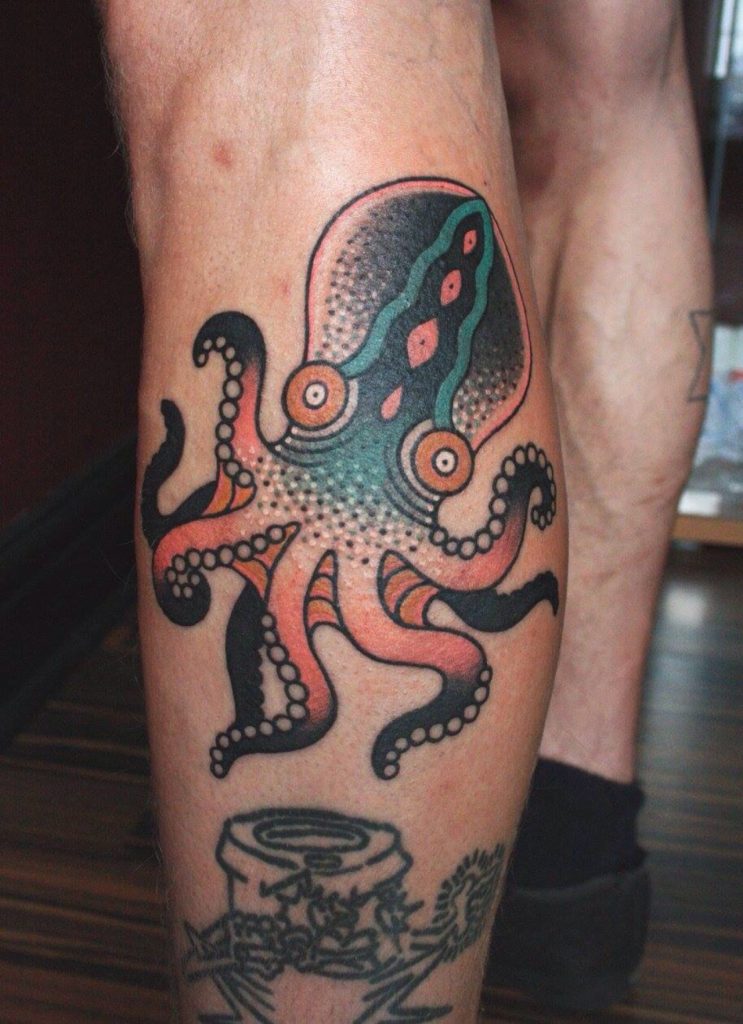 Neo traditional octopus tattoo