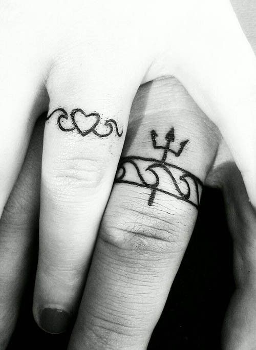 Ocean inspired wedding ring tattoos