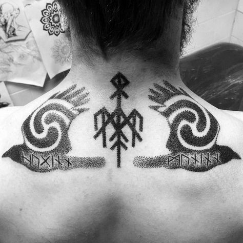 Odins ravens tattoo on the back