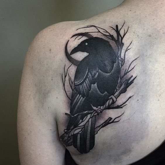 Raven on the tree tattoo by lauren melina