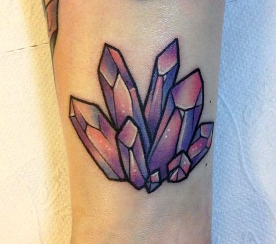 Simple purple crystal tattoo by katerina boyadzhieva