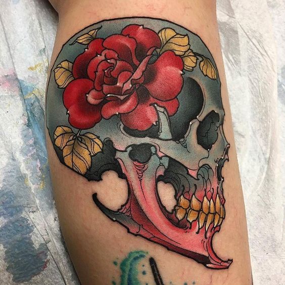 Skull with flower