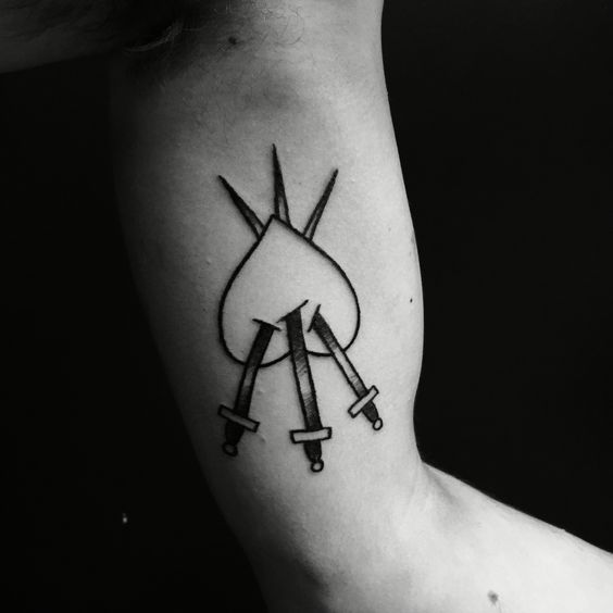 Three swords and a stabbed heart