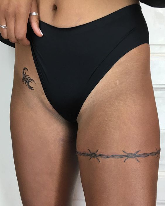 Tiny scorpio tattoo on the right hip