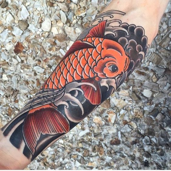 Traditional Koi Fish arm tattoo