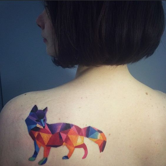 Watercolor geometric fox tattoo by sasha unisex
