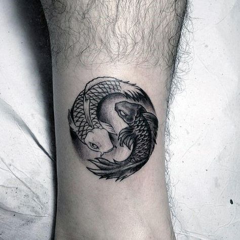 Yin Yang black Koi Fish tattoo