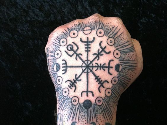 Ægishjálmur tattoo on the hand
